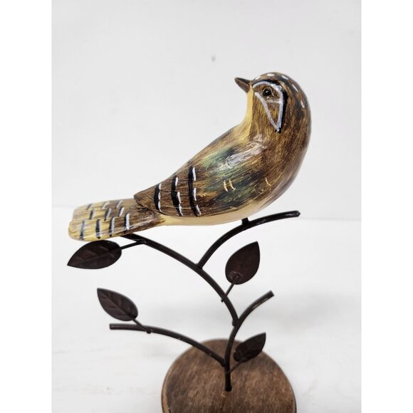 Vintage Bird on Metal Tree Handcrafted Figurine Statue Display Cottagecore - Picture 8 of 13